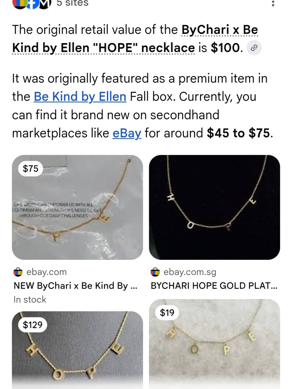 Bychari X Be Kind By Ellen "Hope" Necklace - Msrp $100 - Nwt — image 5 of 8